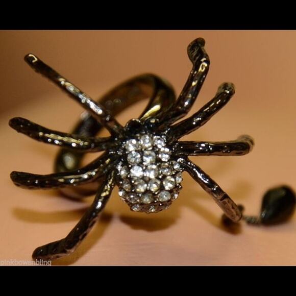 Betsey Johnson spider ring original crystal stone drop - Picture 1 of 3